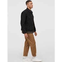 Men Black Solid Denim Sustainable Jacket