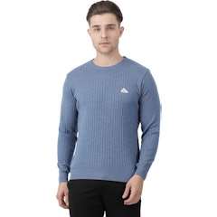 Men Blue Solid Pullover Sweater