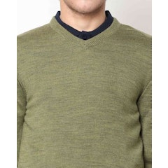 Men Olive Green Solid Pullover