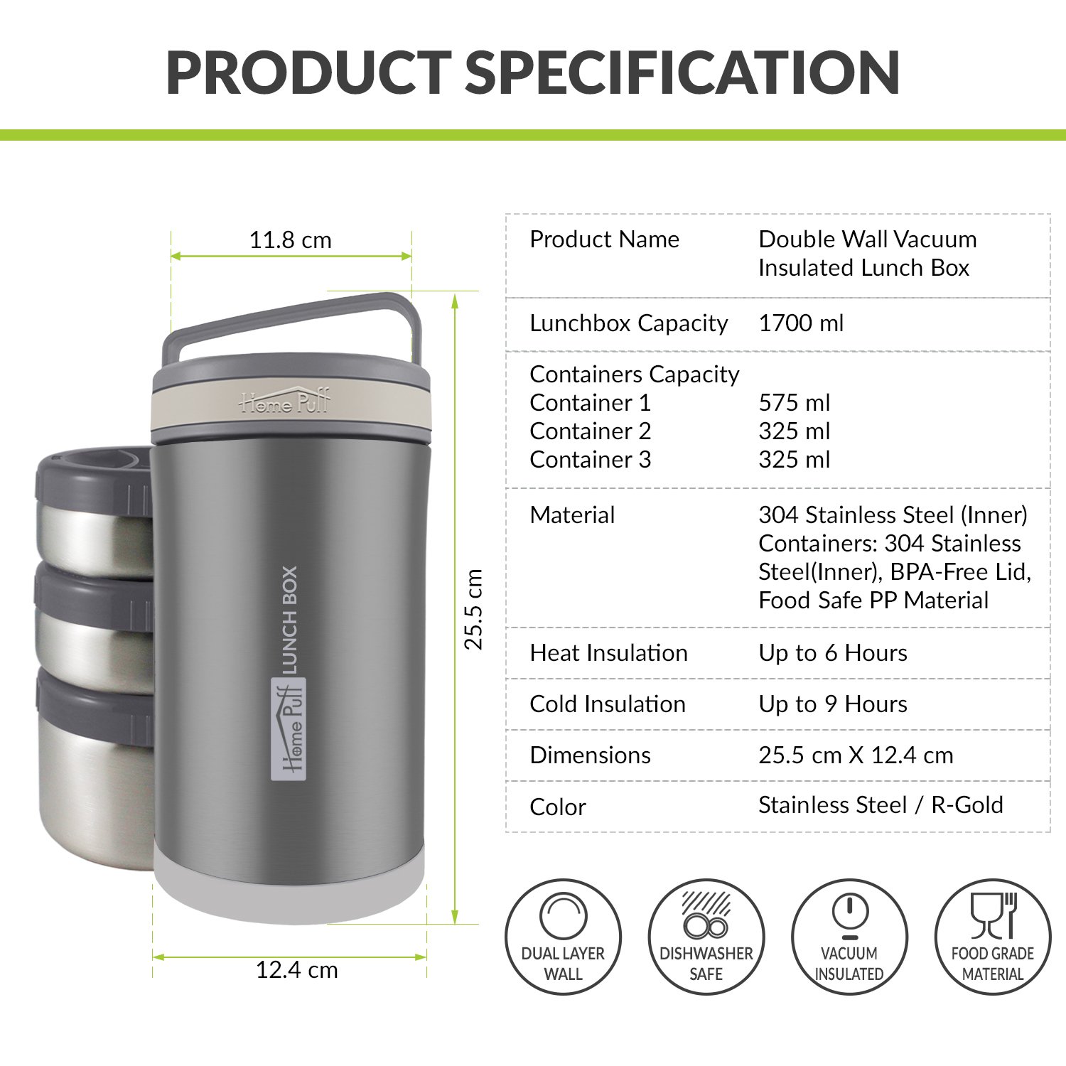  Double Wall Vacuum Insulated Stainless Steel Lunch Box 2