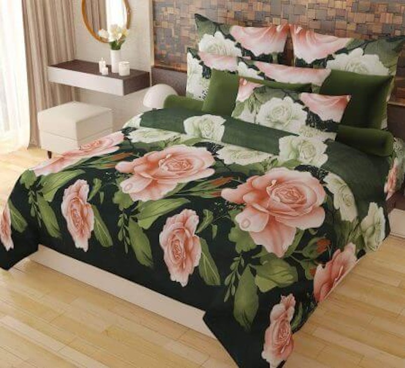 Elegant Floral Print Double Bed Sheet 1