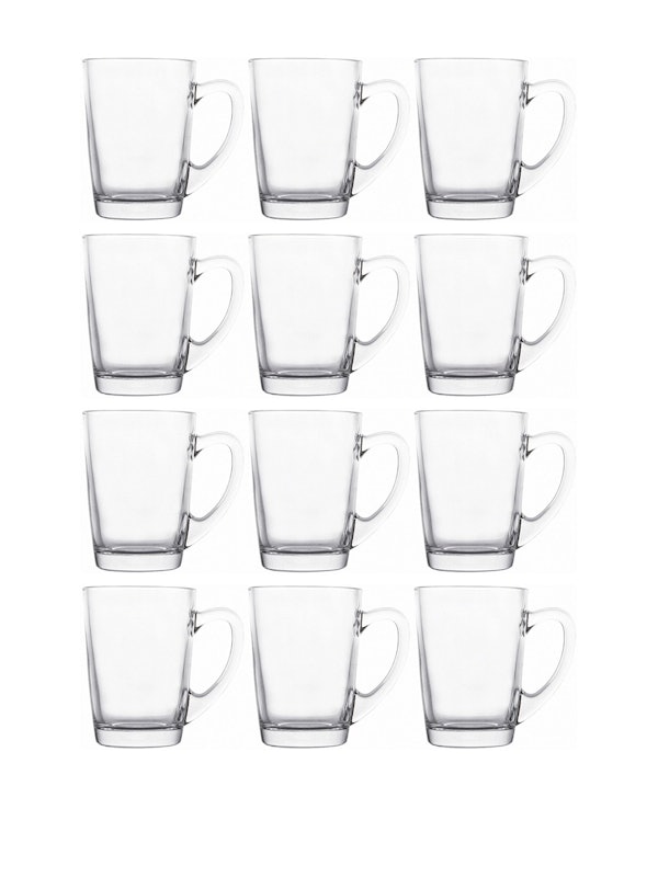 Set Of 12 Transparent Solid Fresco Glass Mugs 1