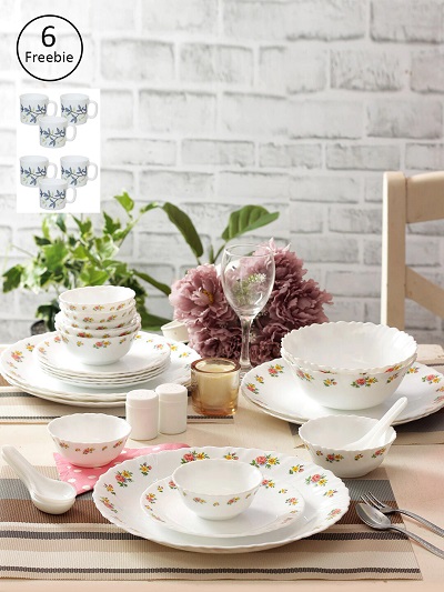 White & Pink Opalware 35 1
