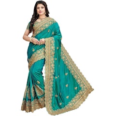 Women's Plain Weave Silk Saree With Blouse Piece