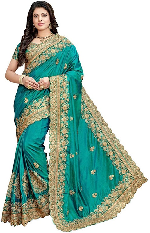 Women's Plain Weave Silk Saree With Blouse Piece 1