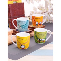 Set of 4 Printed Ceramic Coffee Mugs