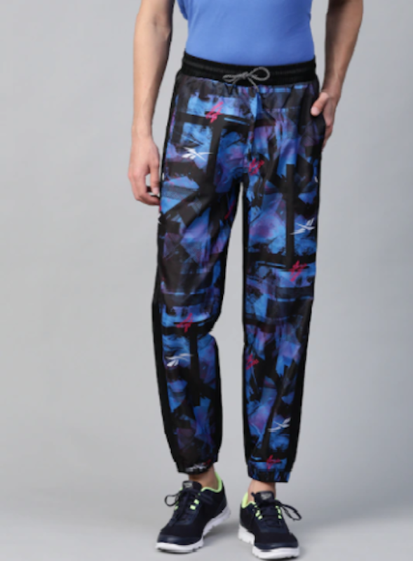 Men Black & Blue Meet You There All Over Print Training Joggers 1
