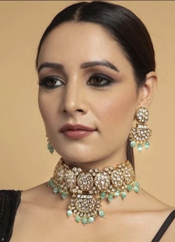 Choker Styled Polki Necklace Set 1