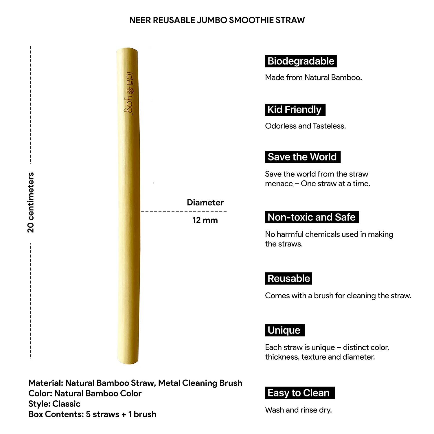 Neer Reusable Jumbo Smoothie Straw 2