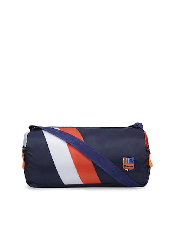 Blue & White Colourblock Pattern Duffel Bag 1