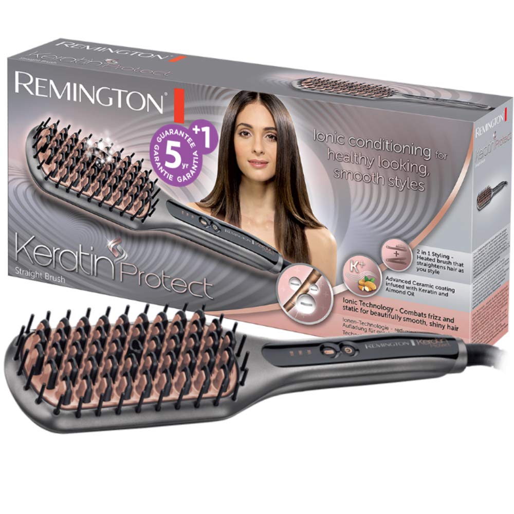 Keratin Protect Sleek & Smooth Heated Straightening Brush 1