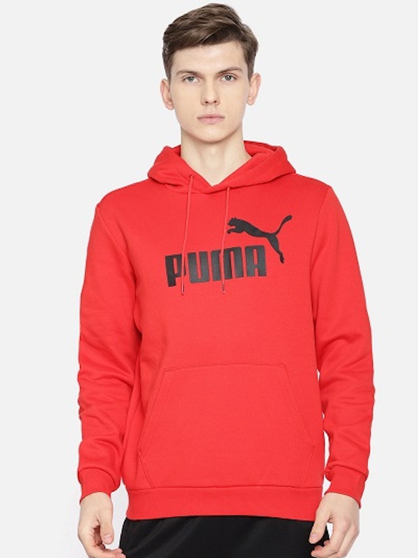 Men Red Printed Regular Fit Hoodie 1