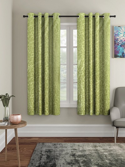 Green Set of 2 Window Curtains 1