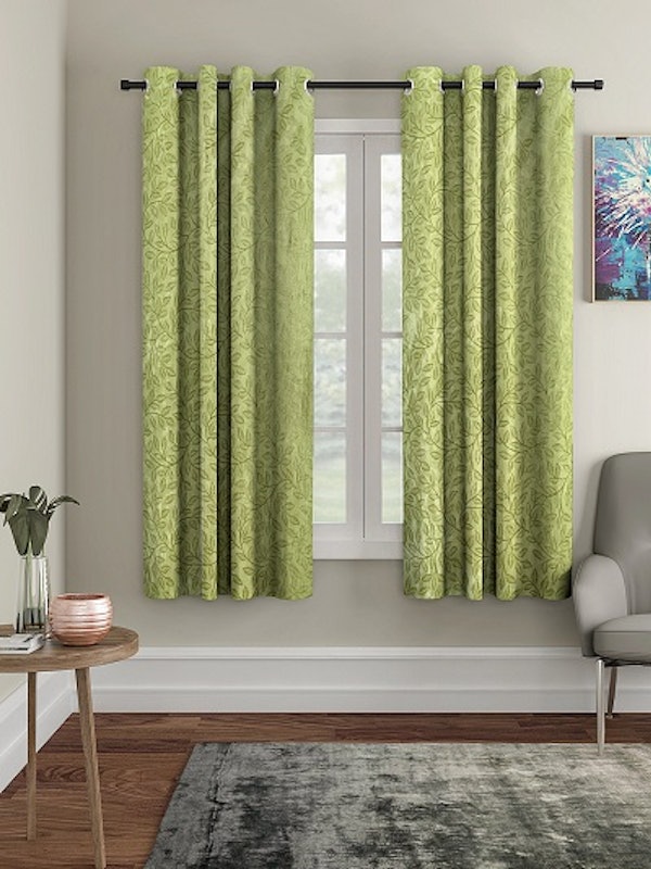 Green Set of 2 Window Curtains 1