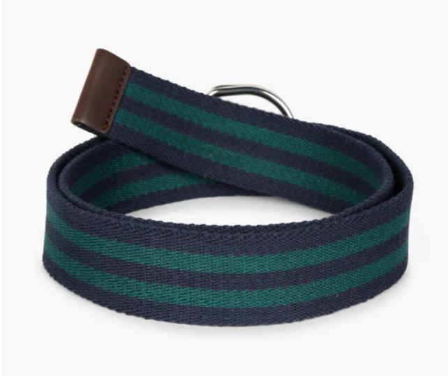 Striped Canvas Belt with Slide Buckle 1