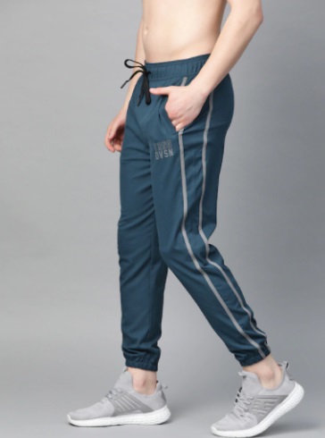 Men Teal Blue Slim Solid Training Rapid Dry Antimicrobial Joggers 1
