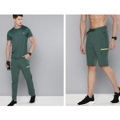 Men Green Solid Rapid Dry Convertible Track Pants