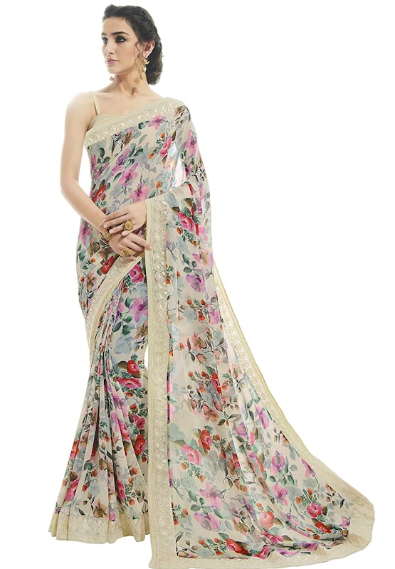 Women's Georgette Saree With Un-stitched Blouse 1