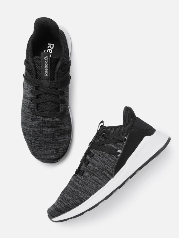 Women Black & Charcoal Grey Woven Design 1