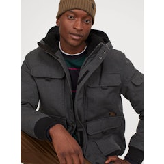 Men Grey Padded Hooded Jacket