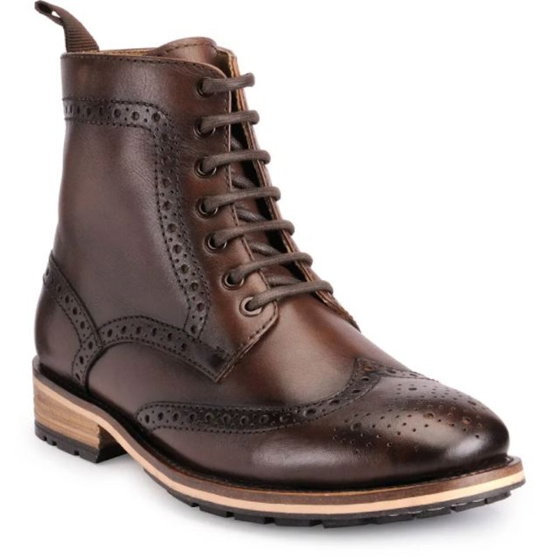 Brown Patterned Brogues Boots 1