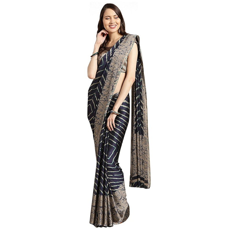 Womanista Women's Crepe with Blouse Piece 7510 Sarees 1