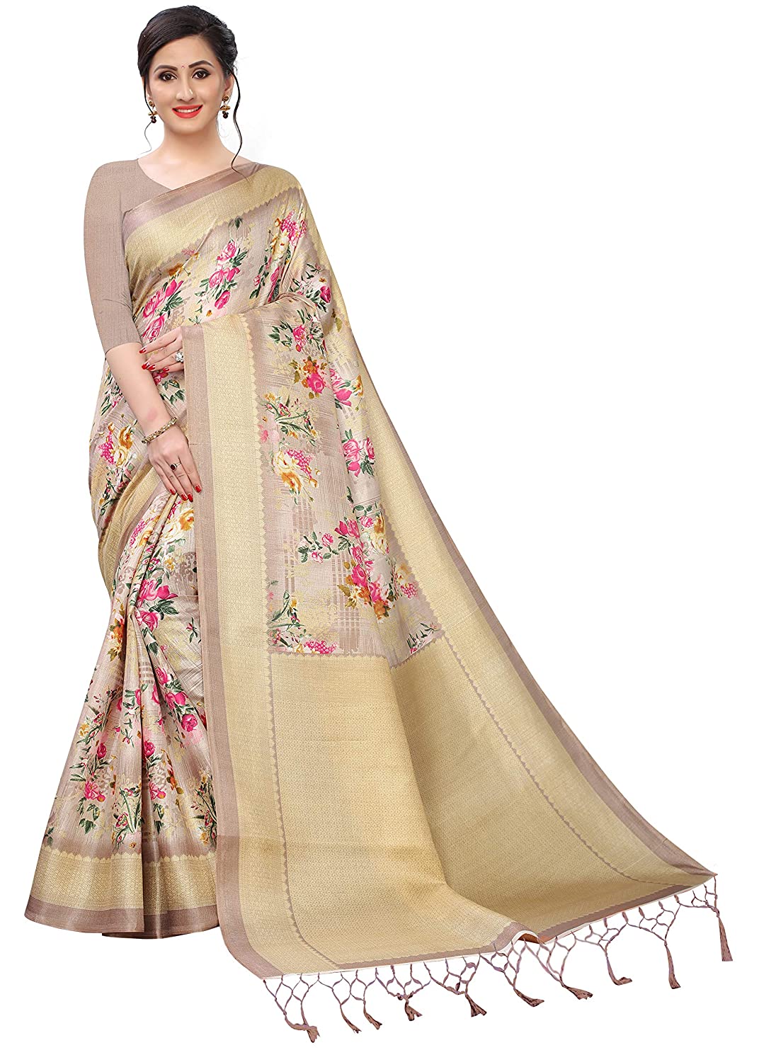 BHAKARWADi Women's Khadi Silk Saree with Blouse Piece 1