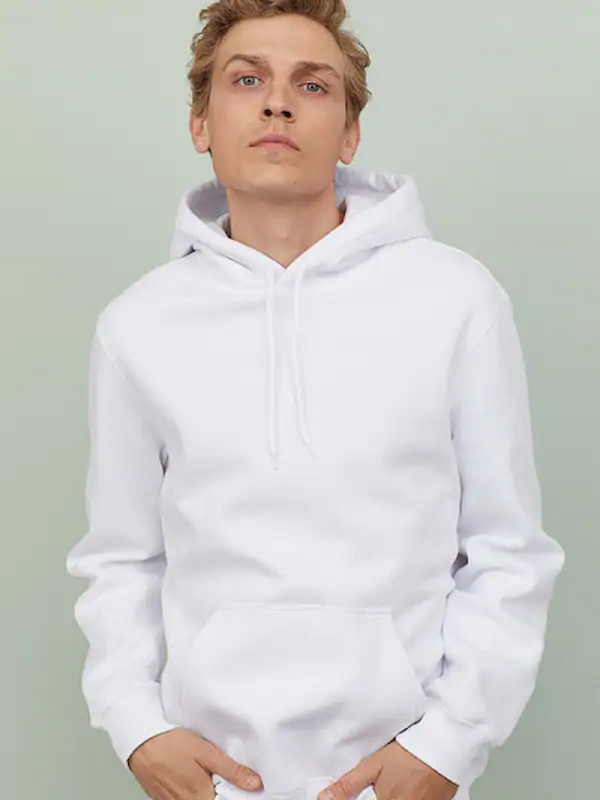 Men White Hoodie Relaxed Fit 1