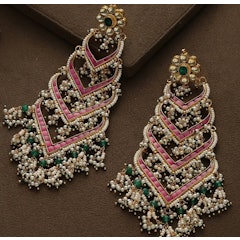 Katri Pink Gold Plated Kundan Earrings